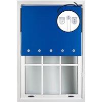 Furnished Blue Blackout Roller Blinds with Chrome Round Eyelets & Metal Fittings | Size: 145 cm width x 165 cm drop