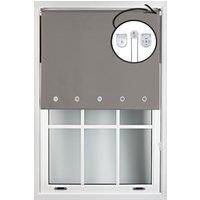 Furnished Dark Grey Blackout Roller Blinds with Chrome Round Eyelets & Metal Fittings | Size: 45 cm width x 165 cm drop