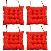 Living and Home 4Pcs Red Soft Seat Pads with Ties for Dining Chairs Desk Chair