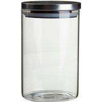 Orsina Freska 950ml Storage Jar, Clear Glass with Airtight Silicone Seal & Metallic Lid in Silver