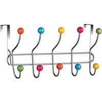 Orsina Chrome 10 Hook Hanger With Multi-Colour Plastic Balls, Wall Mounted Rack For Coats, Bags Or Accessories
