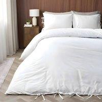 OHS Bow Tie Solid Dye Duvet Cover Set Bedding with Pillowcase in White | Size: King