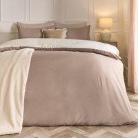 OHS Plain Reversible Duvet Cover With Pillowcase Set in Light Brown | Size: King