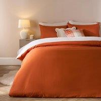 OHS Plain Reversible Duvet Cover With Pillowcase Set in Burnt Orange | Size: Super King