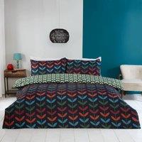 Rapport Home Jules Floral Microfiber Reversible Duvet Cover Set with Pillowcase in Navy | Size: Single