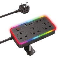 Venom Desktop LED Power Hub & Extension Lead in Black | Size: 2m