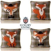 Luxury Living Dapper Fox Tapestry Cushions - (Set of 4 with Plump Pads) | Size: 45 cm x 45 cm
