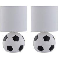 First Choice Lighting Set of 2 Footie - Black & White Football Bedside Lamps
