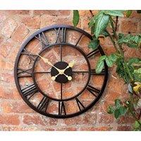 Marco Paul Large Skeleton Metal Wall Clock 50cm Roman Numeral Black Outdoor/Indoor