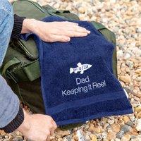 Duncan Stewart Personalised Embroidered Fishing Towel in Navy