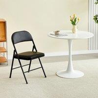 MCC Direct Single Folding Dining Chair Metal Frame Padded Seat in Black