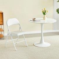 MCC Direct Single Folding Dining Chair Metal Frame Padded Seat in White