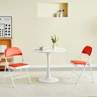MCC Direct Set of 2 Folding Dining Chairs Metal Frame Padded Seats in Red