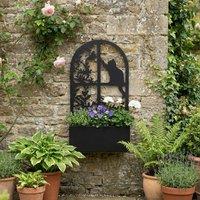 Scottish Everlastings Ltd 65x35cm Metal Planter with Screen Black Cat | Size: 65x35 cm