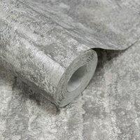 Grandeco Drew Textured Blown Mica Vinyl Wallpaper in Grey