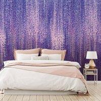 Grandeco Cascading Wisteria Flowers 3 lane Repeatable Wallpaper Mural 1.59m in Purple