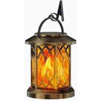 Obasyhig Solar Outdoor Hollow Flame Lantern in Brown