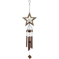 Obasyhig Solar Powered Hollow Wind Chime Decorative Star Light in Bronze