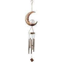 Obasyhig Solar Powered Hollow Wind Chime Decorative Moon Light in Bronze