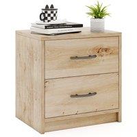 Costway 2-Drawer Nightstand Modern Bedside Table Accent Sofa Side Table-Oak in Light Oak