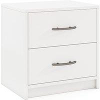 Costway 2-Drawer Nightstand Modern Bedside Table Accent Sofa Side Table-Oak in White