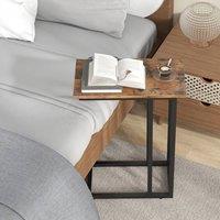 Costway C-Shaped Side Table Compact Sofa Side Table for Small Space in Brown