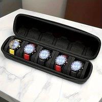 EONLION 5 Slot Portable Watch Storage Box Travel Storage Organizer in Black