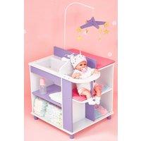 Teamson Kids Kids Wooden Baby Doll Changing Station with Storage, Grey/Pink in White