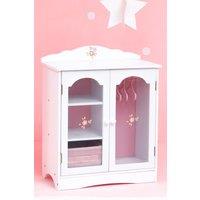 Teamson Kids Kids Wooden Doll Wardrobe with Drawer Shelves & Hangers, White