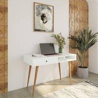 BIMOSSA , 114x56 cm Desk for Home Office & Study, Writing Table, Workstation w/ Drawers & Open Shelf, Office Laptop, Kids or Laptop Desktop Table