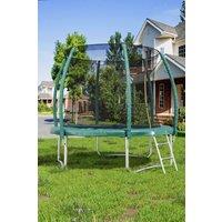H&O Direct 8FT Outdoor Enclosure Trampoline with Ladder in Green