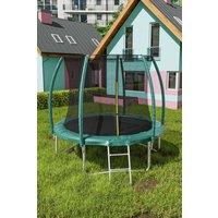H&O Direct 10FT Outdoor Enclosure Trampoline with Ladder in Green