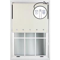Furnished Cream Blackout Roller Blinds with Chrome Round Eyelets & Metal Fittings | Size: 165 cm width x 165 cm drop