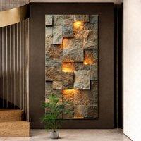 Mafett Stone Texture Effect Wall Art Canvas Contemporary Flat Design in Brown