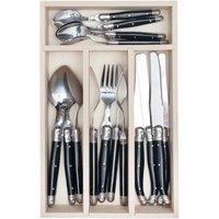 Laguiole 16 Piece Cutlery Set in Wooden Presentation Tray in Black