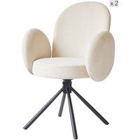 Nordlys Set of 2 Scandinavian Metal Dining Room Chairs in Beige