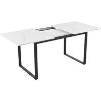 HomeTouch Marble Effect Extendable Dining Table with Iron Metal Legs(L140-180cm x W80cm) in White | Size: 1 Pack