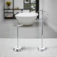 Showerdrape Opera 2 Piece Bathroom Accessory Set Toilet Roll Holder & Towel Ring in White