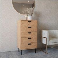 Seconique Leon 5 Drawer Narrow Chest in Natural