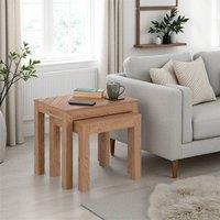 Seconique Leon Nest of 2 Tables-Medium Oak Effect in Light Oak