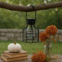 Voltico 2PCS Hanging Retro Solar LED Light Vintage Garden Lantern in Black