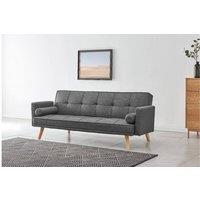 Home Detail Sarnia Sofa Bed Tufted Design Linen Fabric With Bolster Cushions in Charcoal