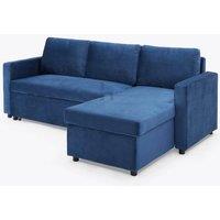 Home Detail Dorset Velvet Pull Out Sofa Bed Reversible Chaise with Underseat Storage in Dark Blue