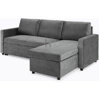 Home Detail Dorset Velvet Pull Out Sofa Bed Reversible Chaise with Underseat Storage in Dark Grey