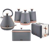 Tower Cavaletto Bundle: Kettle, Toaster, Bread Bin, 3 Canister Set in Grey