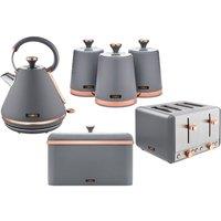 Tower Cavaletto Bundle: Kettle, Toaster, Bread Bin, 3 Canister Set in Grey