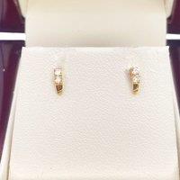Raina Jewels 22ct Yellow Gold Two Stone Cubic Zirconia Half Hoop Childrens Earrings 6mm