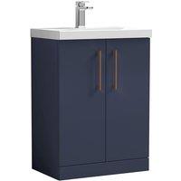 Balterley Contemporary Bathroom 2-Door Vanity & Basin, Midnight Blue, 600mm in Blue
