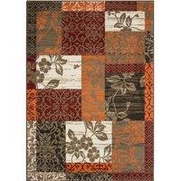 Kukoon Red Terracotta Brown Traditional Patchwork Living Area Rug | Size: 120 cm x 170 cm
