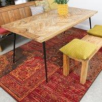 Kukoon Red Brown Traditional Patchwork Living Area Rug | Size: 190 cm x 280 cm